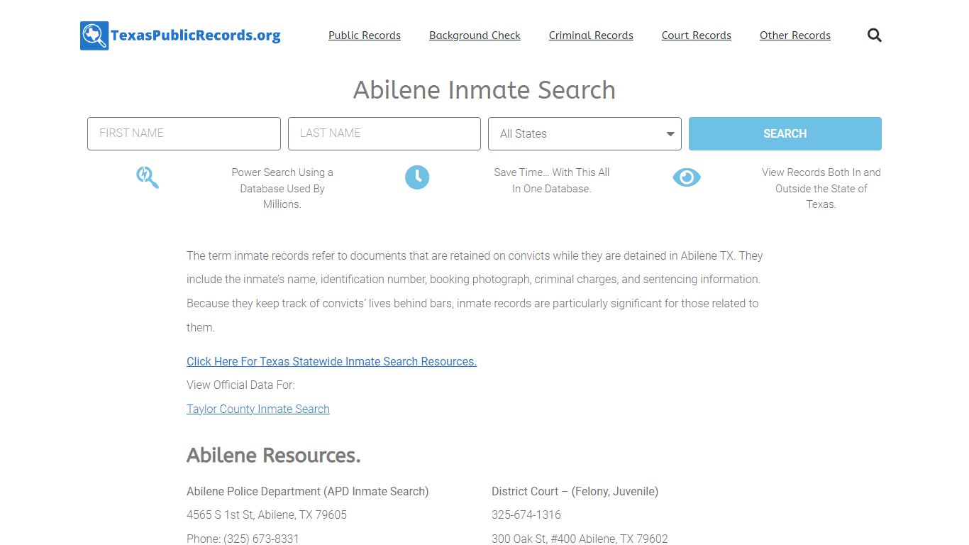 Abilene Inmate Search - APD Current & Past Jail Records